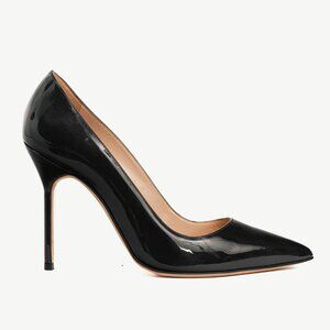 Manolo Blahnik BB Midnight-Blue Patent Leather Pointed-Toe Pumps